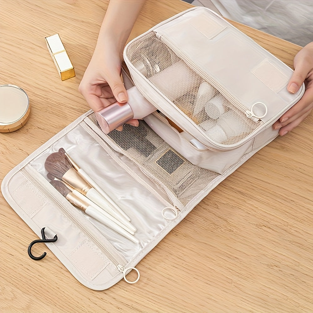 Large Capacity Travel Toiletry Organizer Bag - Heavy-Duty Twill Fabric Makeup Case with Hanging Hook, Zipper Closure, Spacious Interior for Women/Men, Gym, Business Trips - Lightweight &amp; Fade-Resistant Cosmetic Organizer, You