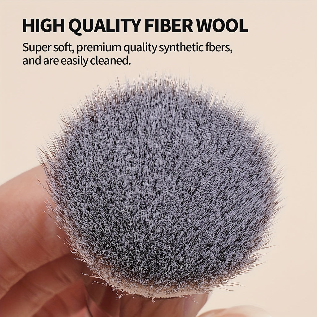 Set visage 3 pièces : pinceaux fond de teint, blush et cils, poils doux, livré avec boîte portable pour maquillage pratique.