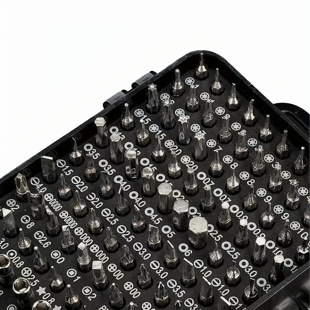 Kit 115 pièces VVIA, tournevis de précision multi-usage pour téléphones, montres et appareils électroniques, compact pour entretien et démontage.