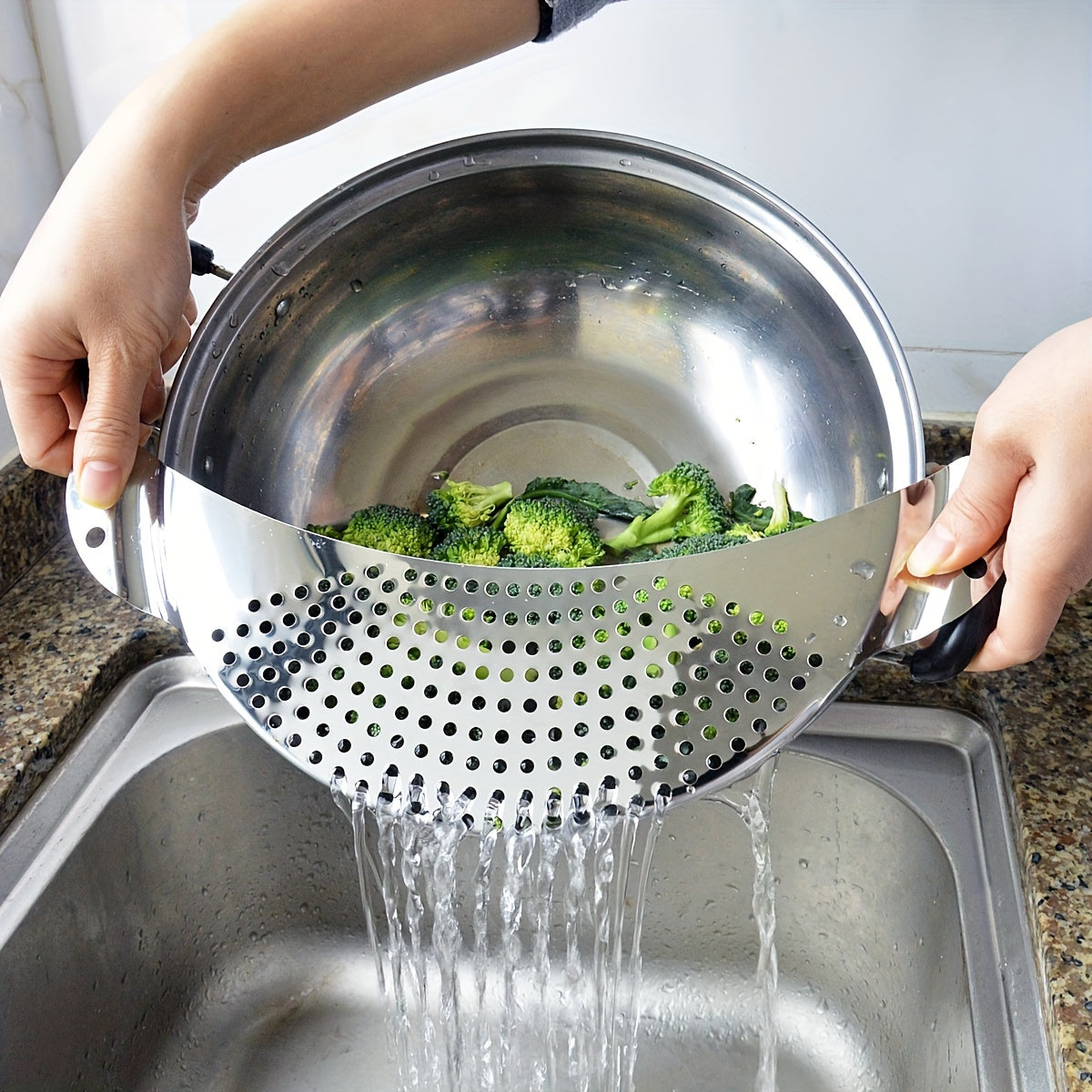 Stainless Steel Kitchen Strainer - Vegetable Washing &amp; Draining Tool, Water Separator Board for Cooking and Dining