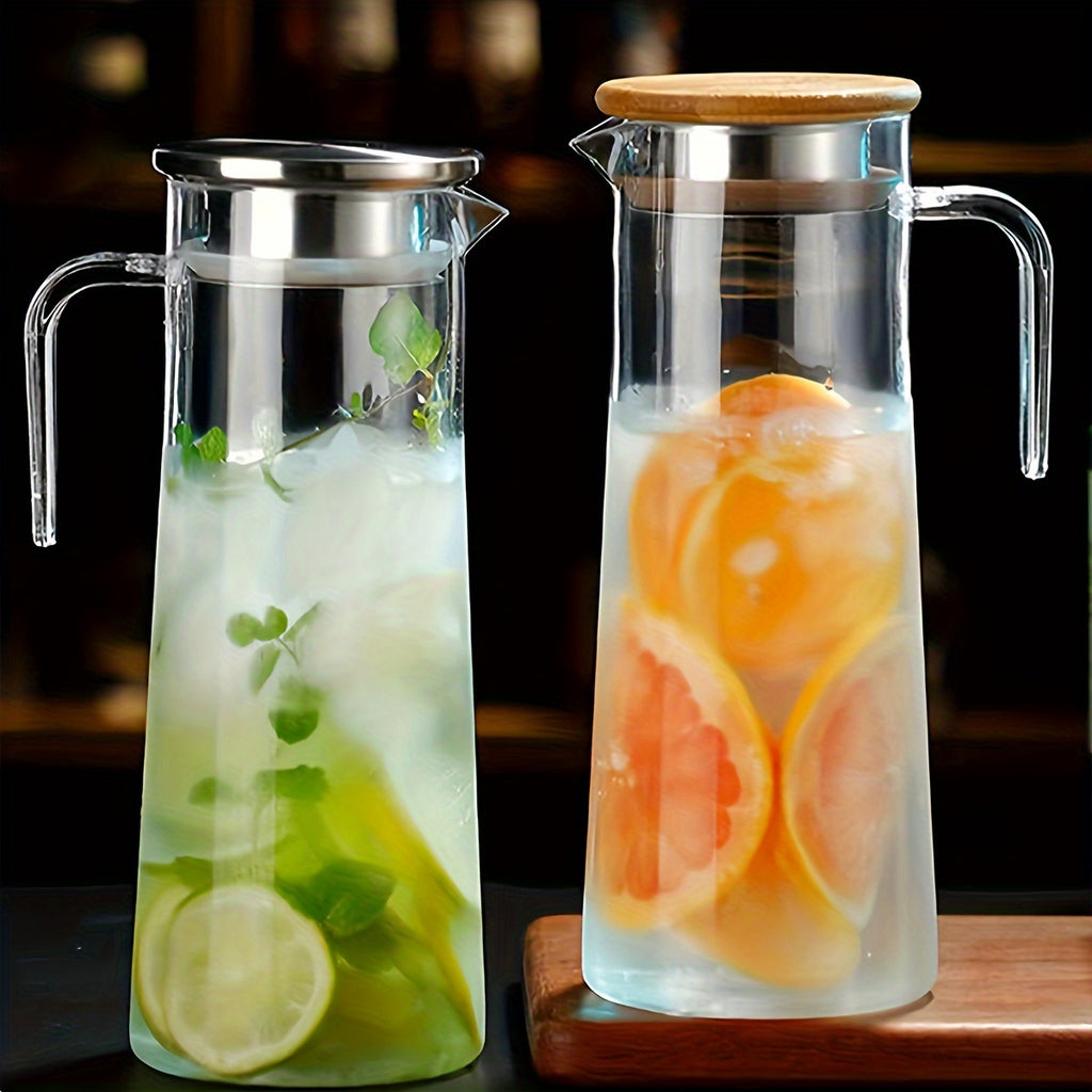 1pc Juice Jug with Handle, Home Use, Heat Resistant, for Iced Tea And Beverage, Large Capacity Container, Refrigerator Water Bottle, Lemon Water Bottle, Suitable for Home And Office Use