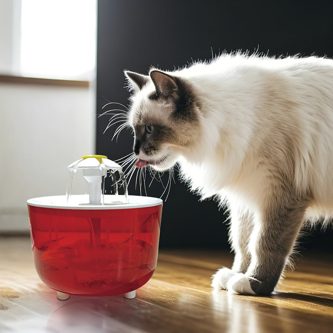 Distributeur d'eau pour animaux en forme de fleur. Fontaine automatique pour chats et chiens, design floral, grande capacité, idéale pour l'hydratation continue.
