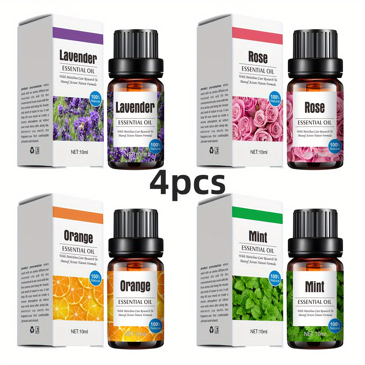 Coffret d’huiles essentielles Lavande, citron, menthe, camomille, mer profonde et rose, parfait pour diffuseurs et humidificateurs, aromathérapie relaxante.