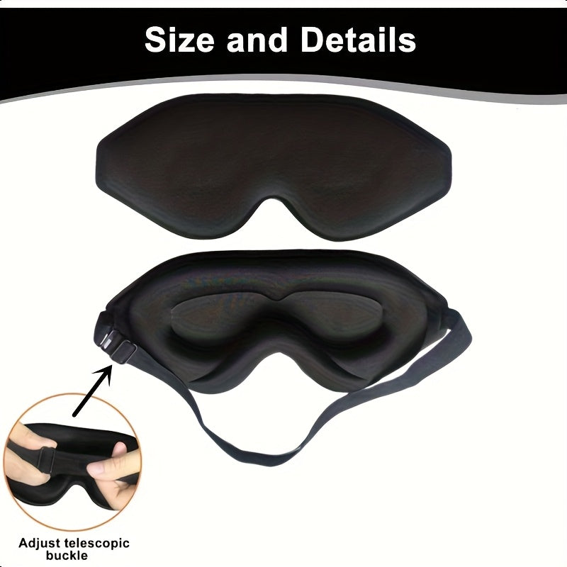 1pc 3D Contoured Sleep Mask - 100% Blackout Noise Reducing &amp; Adjustable Strap, Soft Comfort Fit for Men &amp; Women, Hypoallergenic Eye Cover for Night, Travel, Office, Yoga - Face Mask (No Scent, Whiteout Effect), Holiday Essent