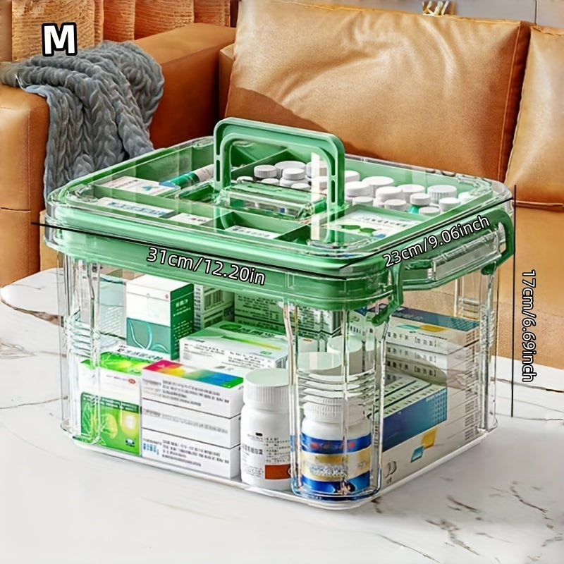 Boîte de rangement multifonctionnelle en plastique avec fermeture à clip, étanche et empilable, idéale pour médicaments, accessoires et organisation domestique.
