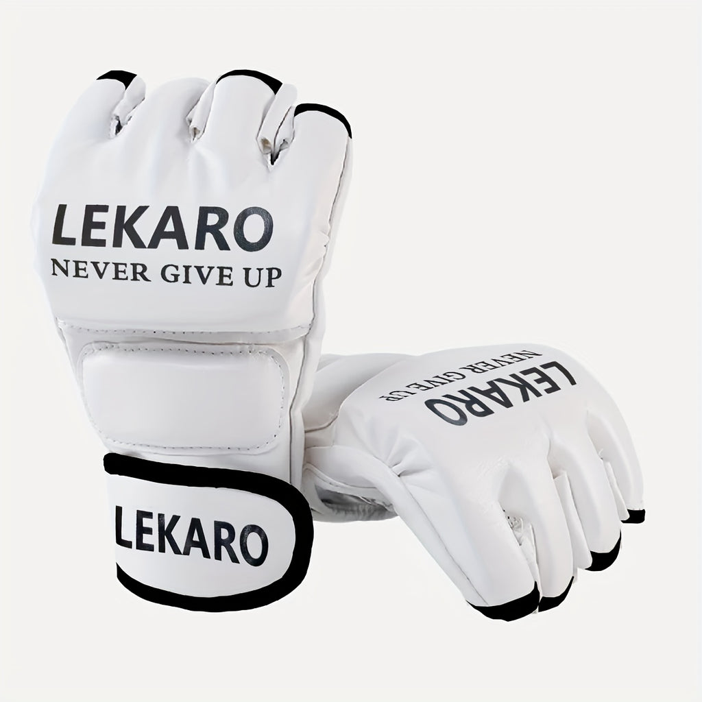 Gants de boxe demi-doigt en PU de haute qualité, idéaux pour adultes, offrant confort et protection, parfaits comme cadeau pour passionnés de boxe.