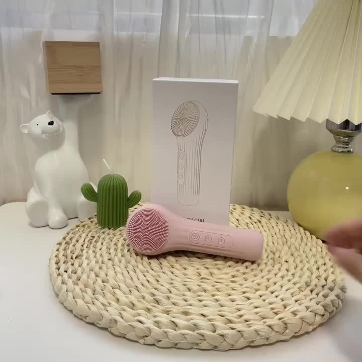 Brosse nettoyante en silicone rechargeable, chauffante, vibrante et massante, nettoie en profondeur et démaquille, parfait cadeau fête des mères.