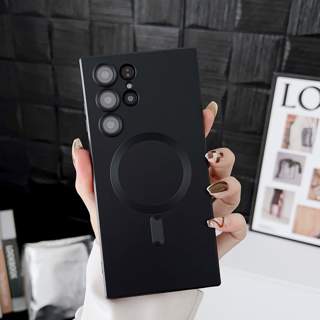 Coque transparente plaquée compatible charge magnétique sans fil, antichoc, pour Samsung Galaxy S20 à S23, offrant protection et style épuré.