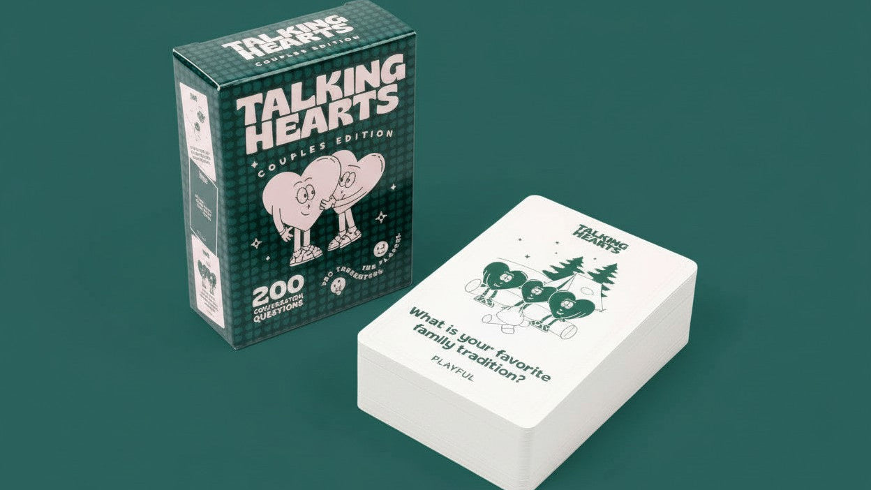 Cartes de conversation cœur, 200 questions plus 2 jokers, jeu romantique pour couples, idéal rendez-vous, voyage ou Saint-Valentin.