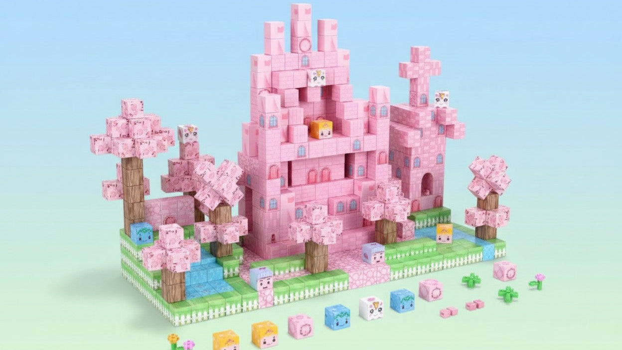 Blocs magnétiques pour enfants, 64-160 pcs, jouet éducatif STEM, construction DIY, idéal pour anniversaire, Pâques ou Noël.