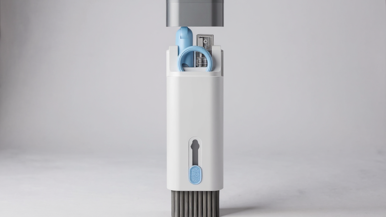 Kit de nettoyage 7-en-1 pour clavier et appareils électroniques, pinceau à poils doux, extracteur de touches, portable, poignée ergonomique, pour ordinateurs, casques et téléphones.