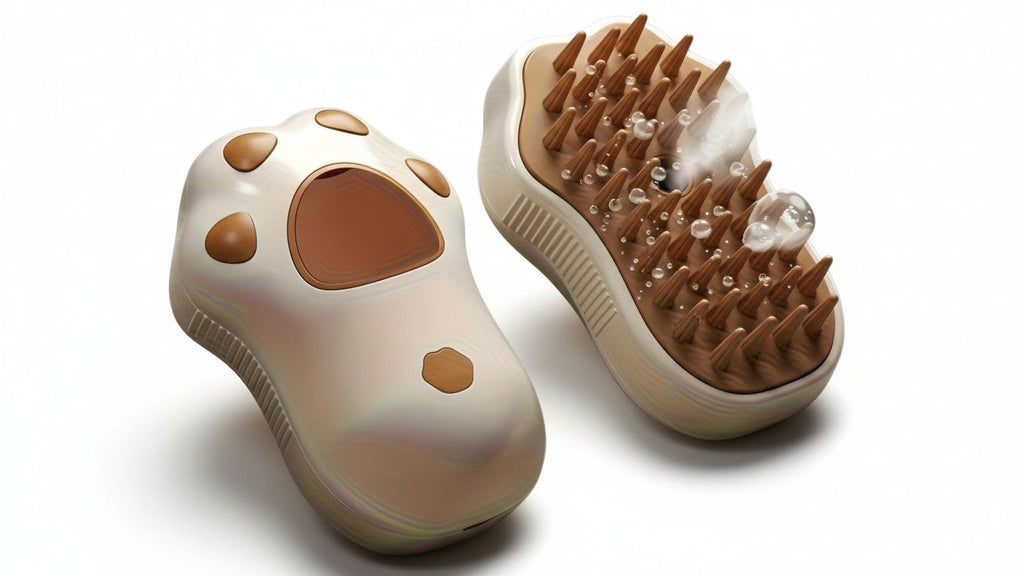 Brosse électrique 4-en-1 pour animaux. Outil de toilettage, élimine poils morts, démêle et hydrate, adapté aux poils courts et longs.