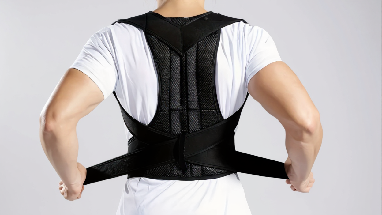 Correcteur de posture, bretelles réglables et panneau dorsal solide, améliore posture et confort, idéal bureau, gym et voyage.