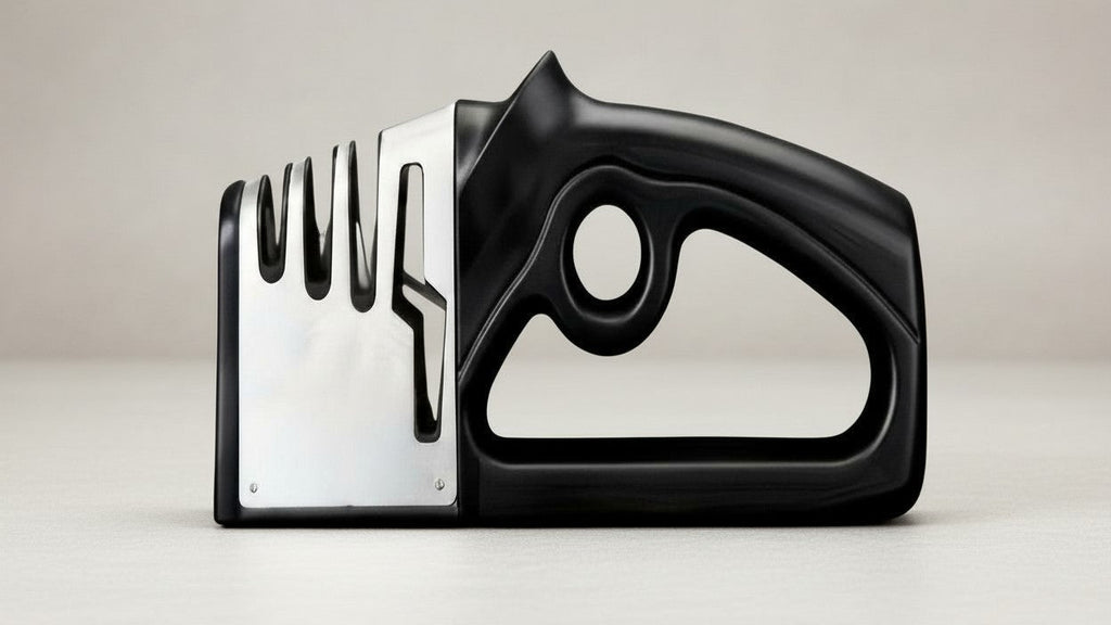 Aiguiseur 4-en-1 professionnel : affûte rapidement couteaux et outils de cuisine. Base antidérapante, ABS durable, usage maison et restaurant, sans électricité.