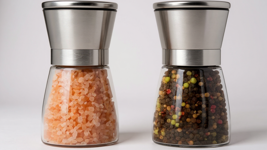 Moulin à Sel et Poivre Manuel (1 pc) : Noyau céramique, réglable, portable, broyage précis, idéal cuisine, camping, barbecue et randonnée.