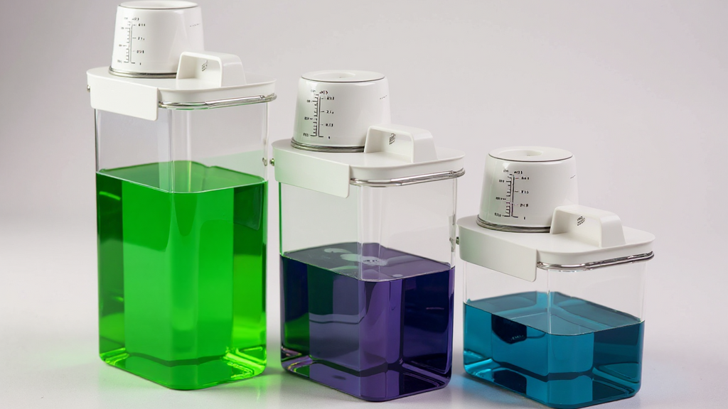 Large Capacity Laundry Detergent Dispenser with One-Touch Lever &amp; Spill-Proof Nozzle - Transparent Sealed Plastic Container, Hygienic Leakproof Lid