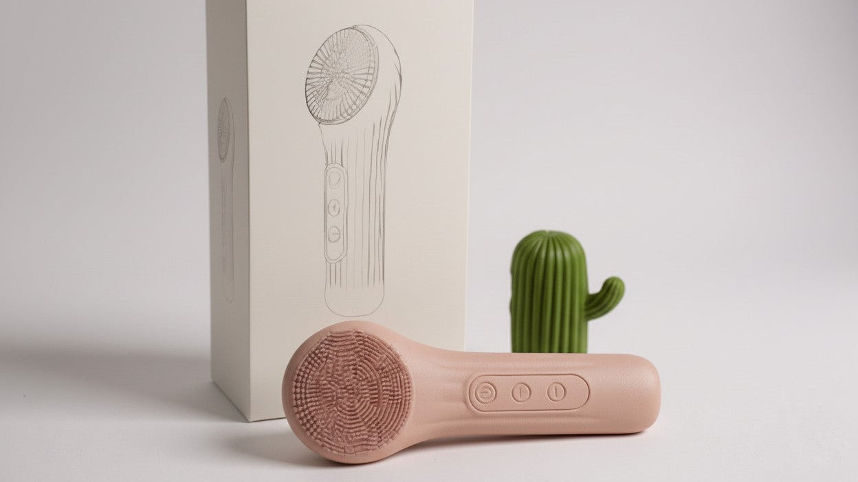 Brosse nettoyante en silicone rechargeable, chauffante, vibrante et massante, nettoie en profondeur et démaquille, parfait cadeau fête des mères.