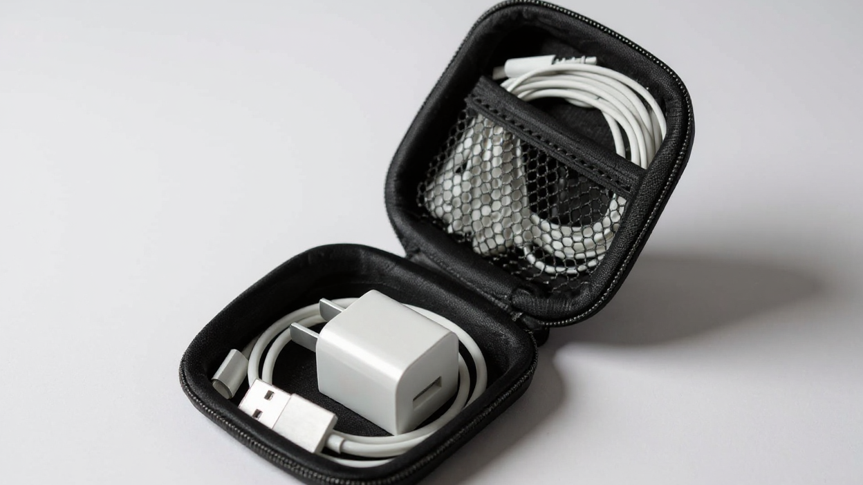 Boîte de rangement électronique portable en EVA, antichoc, idéale pour écouteurs, câbles et adaptateurs ; protection fiable, gestion anti-enchevêtrement, usage toutes saisons.