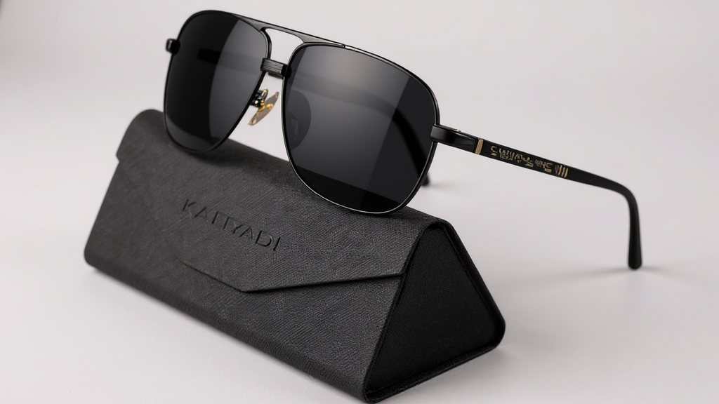 Lunettes de soleil polarisées KALIYADI pour hommes, style classique, avec étui et chiffon, cadeau idéal pour voyages et occasions spéciales.