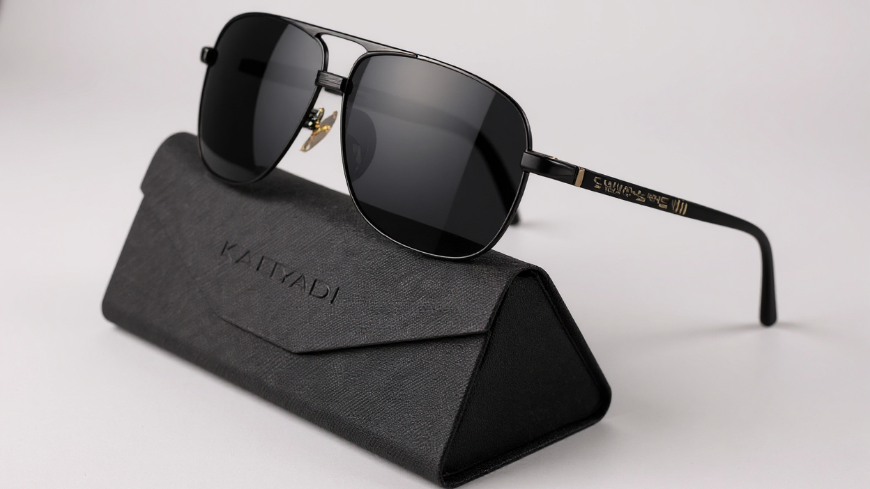 Lunettes de soleil polarisées KALIYADI pour hommes, style classique, avec étui et chiffon, cadeau idéal pour voyages et occasions spéciales.