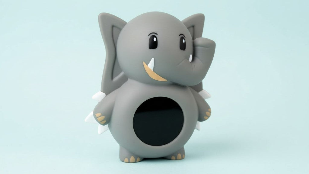 LED Display Celsius Fahrenheit Cartoon Elephant Water Thermometer for Kids, Room &amp; Bathroom Sink Triple Precision Induction Hygrometer with Button Battery Included - Christmas Birthday Gift Home Decor, Playful Design, Safe Ma