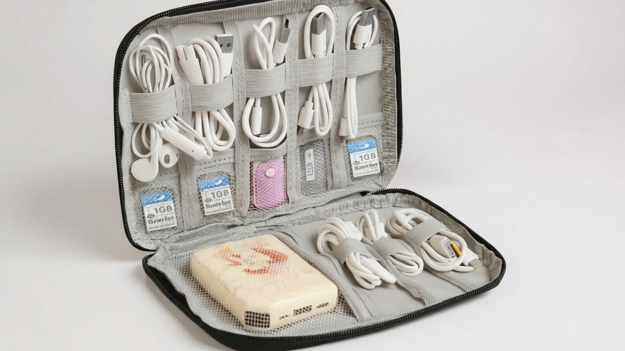 Packing Organizers, Luggage Organizer Bag, Travel Digital Cable Storage Pouch with 8 Elastic Loops for Data Lines, Earphone Wires, USB Drives, Memory Card Electronic Accessories &amp; Watch Straps – Mesh Compartment Holder, Sui