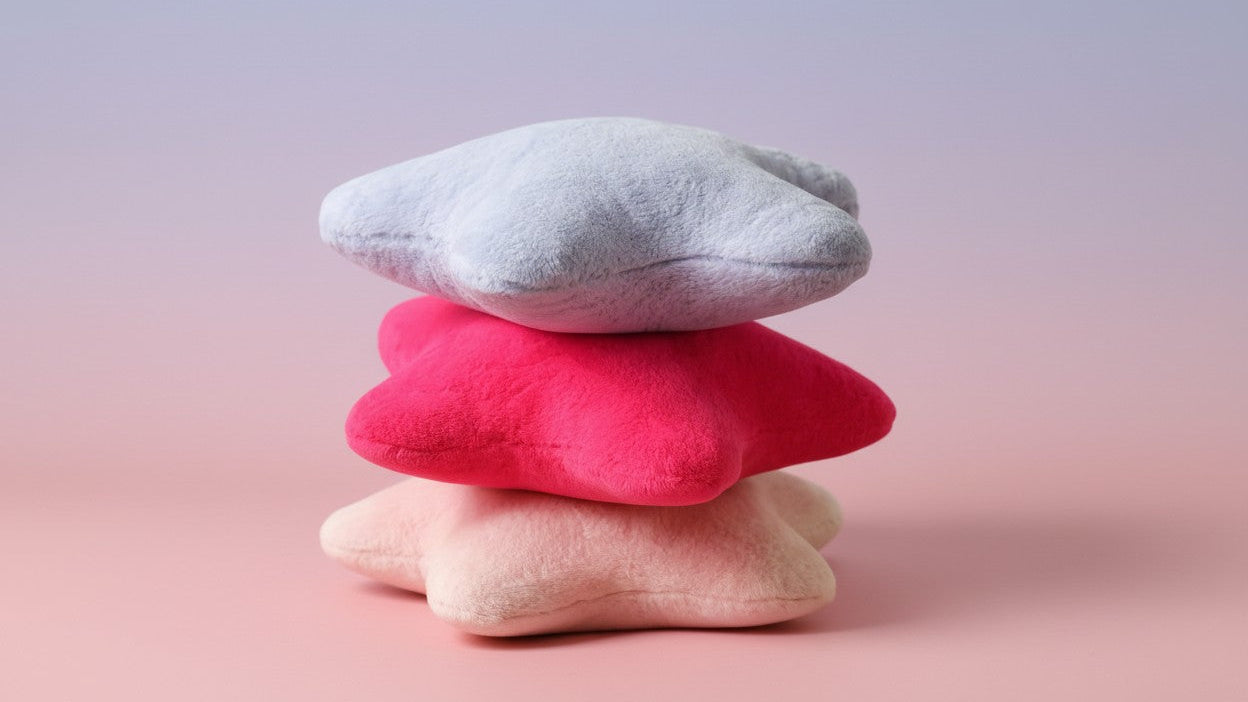 Star-Shaped Decorative Pillow - Soft Faux Rabbit Fur Cushion for Bed, Sofa &amp;amp; Camping, Contemporary Home Decor in Pastel Purple, Pink &amp;amp; Beige, Valentine&#39;s Gift for Lover &amp;amp; Daughter, Bedroom Decor | Contemporary Decor | Hand Wa