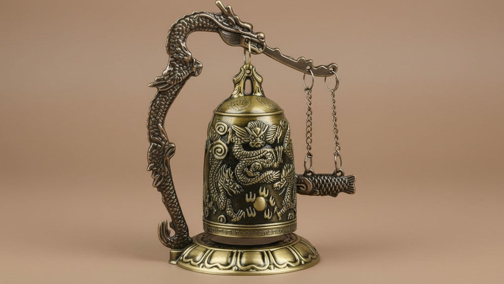 Handcrafted Bronze Dragon Bell - Ancient Chinese Style Feng Shui Decor for Home, Office &amp; Bedroom - Good Luck Charm