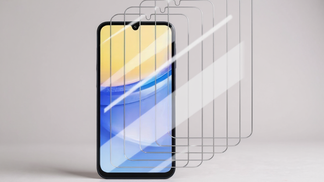 Lot de 5 films de protection en verre trempé haute qualité pour écrans Samsung Galaxy pour les gammes S et A, résistants aux chocs et rayures, protection durable et claire.