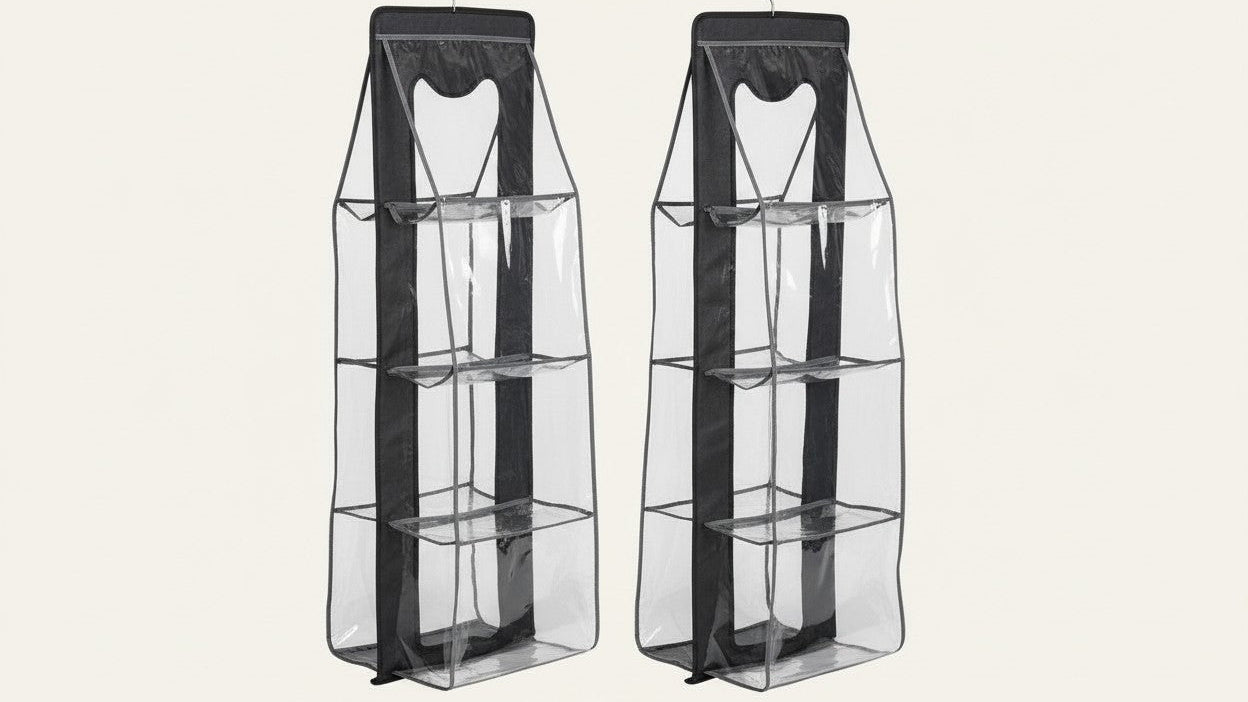 Organisateur de sacs suspendu « sac dans sac », tissu Oxford inodore, pliable et gain de place, disponible en 2 couleurs pour ranger sacs et accessoires.