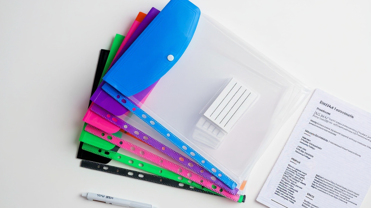 12-Pack LDQ A4 Expanding File Folders with Push-Button 11-Ring Binder Pockets - Heavy-Duty PP Plastic Document Organizer with Locking Mechanism, Vibrant Colors (,,,,,,,,,,, Gray,) - ​​Durable A4 Binder Organizers for School, Off