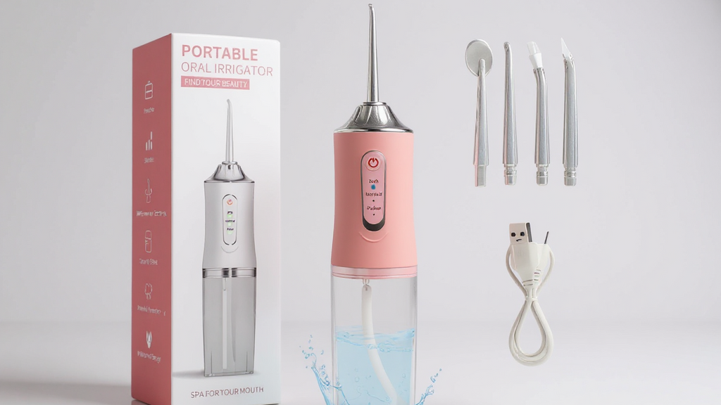 Wireless Electric Water Jet Dental Cleaning System with 4 Nozzles - 360° Rotating Nozzles, USB Rechargeable, Lithium Battery, Ideal for Daily Teeth &amp; Gums Care