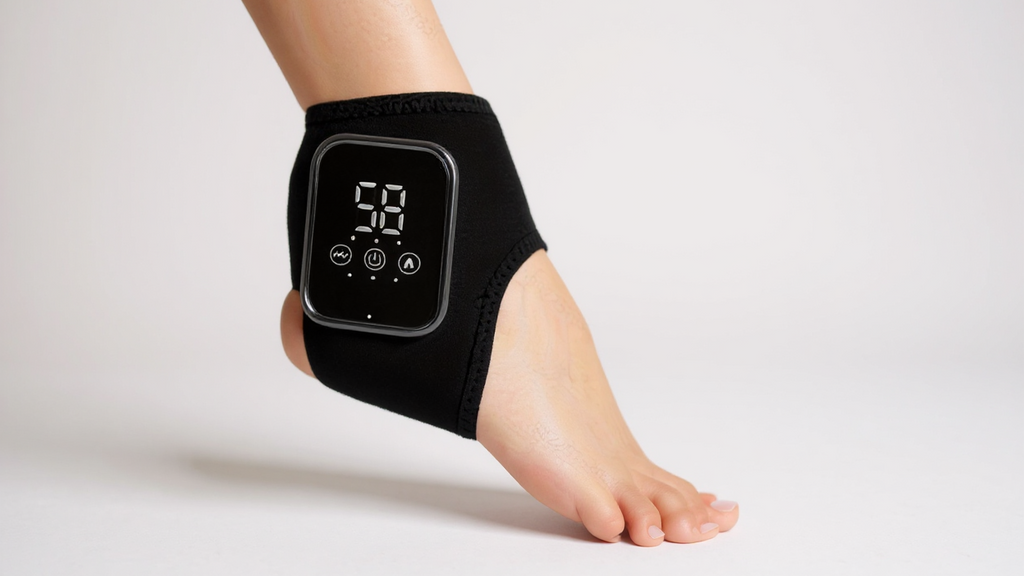 Ankle Massager with LCD Touchscreen, Vibration &amp; Hot Compress Function - 3 Heat Levels, Rechargeable, Usb-Powered, Ergonomic Design for Home Use - Ideal Gift for Seniors &amp; Friends, Pad for Back, Modern Aesthetic, Durable Cons