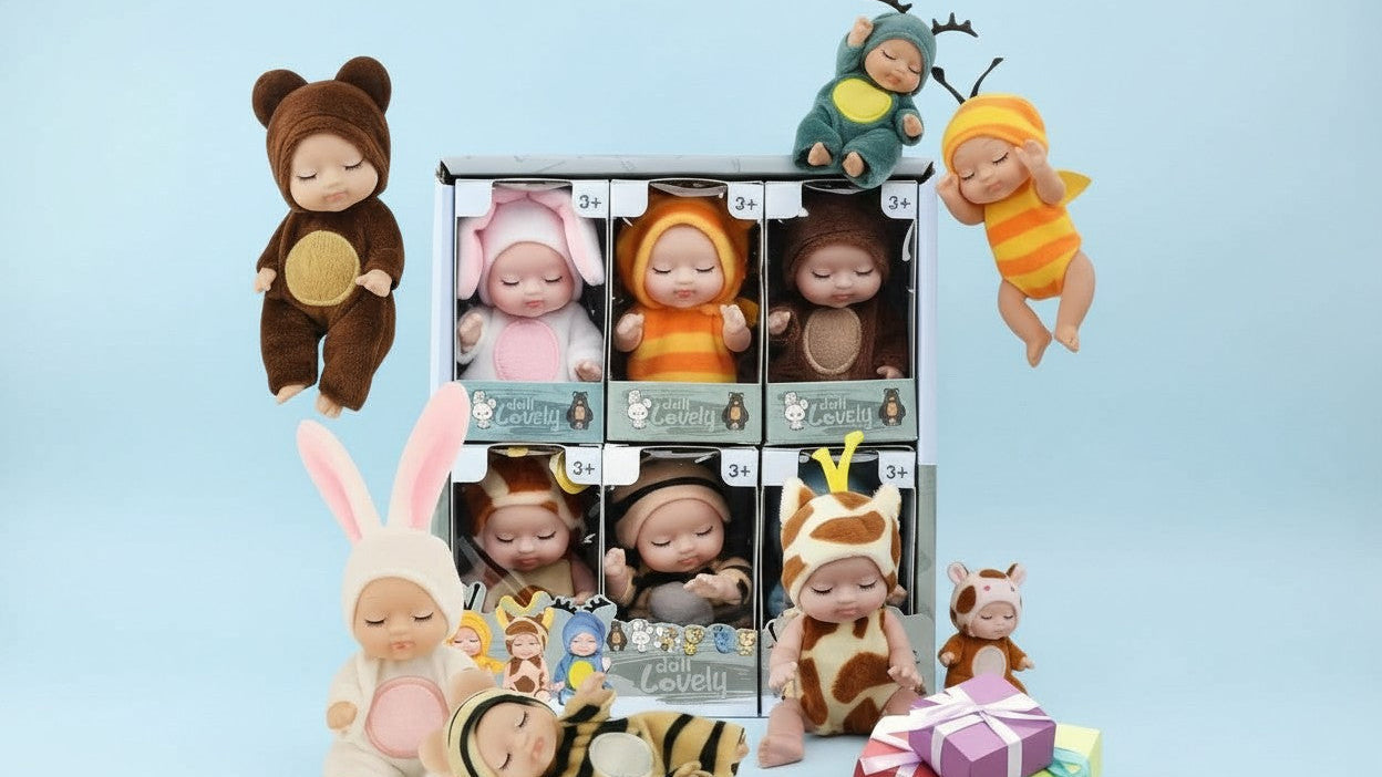 Set de 6 poupées princesse de 10,9 cm avec animaux, mignonnes, parfaites pour anniversaires, fêtes et Pâques.