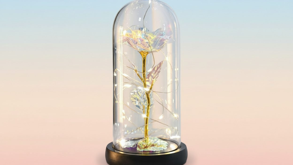 1 قطعة غطاء زجاجي على شكل وردة ملونة مضيئة هدية للنساء، هدية مثالية لعيد الحب ورأس السنة الجديدة وعيد الأم وأعياد الميلاد والذكرى السنوية وحفلات الزفاف!