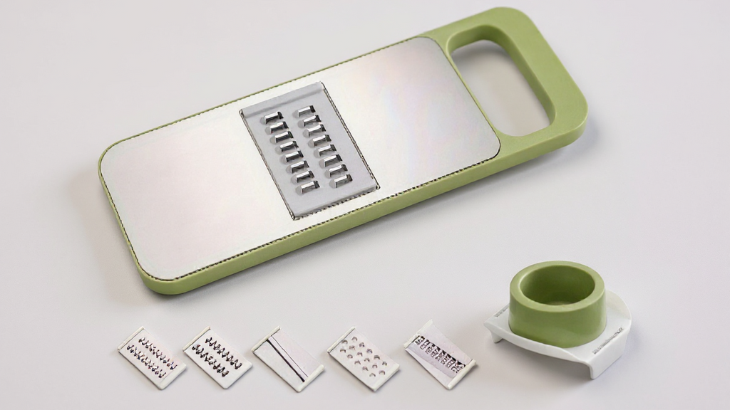 Set 7 pcs inox : trancheur et râpe multifonctions, lames interchangeables pour pommes de terre, carottes, concombres. Outil manuel polyvalent.