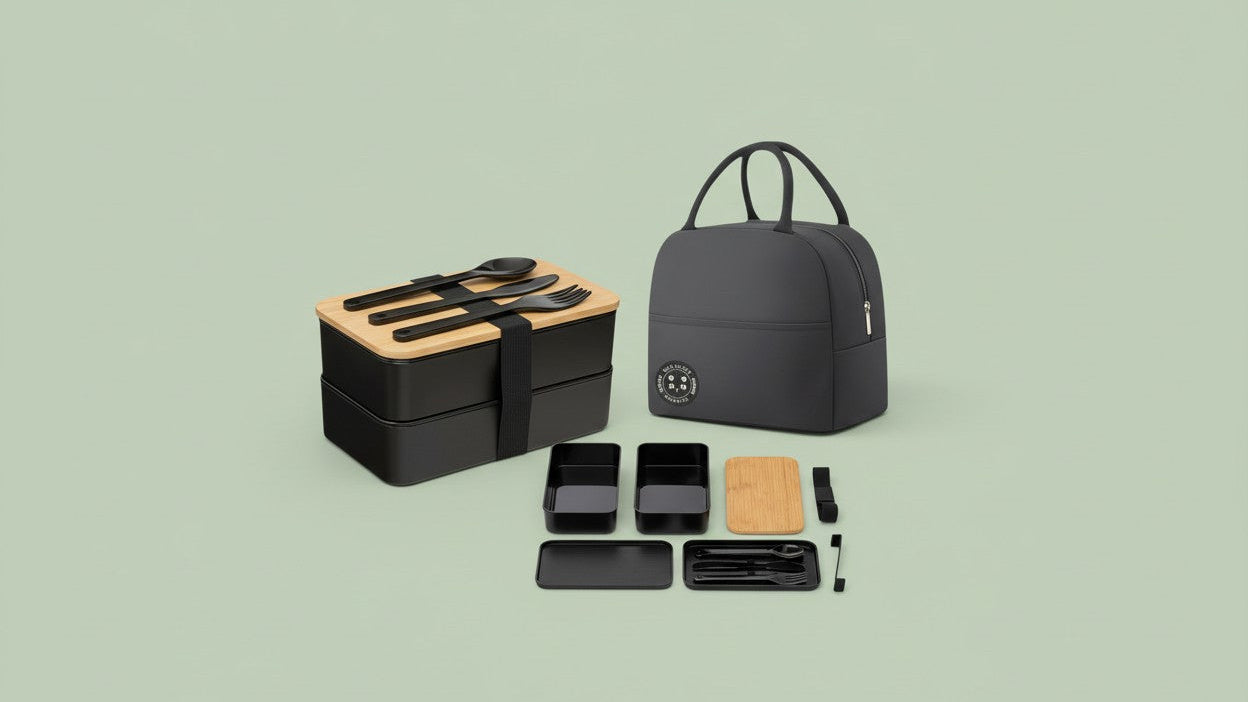 Japanese-Style Bento Box with Insulated Bag &amp; Bamboo Lid - Microwave-Safe Large Lunch Box, Multi-Compartment PP/Wood Meal Container for, Office, Travel - Portable Japanese Lunch Tote with Dividers (No Leak)