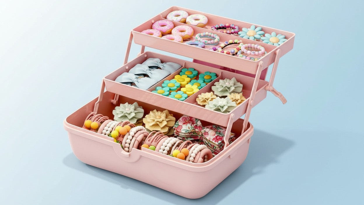 Boîte de rangement de bureau kawaii multi‑couches, pivotante, pour jouets, cosmétiques et accessoires, idéale chambre, bureau ou salle de bain.