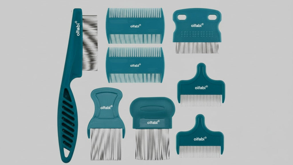 Peigne anti-puces et lentes Oitabi (3/4/5/6 pcs). En acier inoxydable, dents arrondies, outil professionnel pour éliminer les taches et démêler les poils.