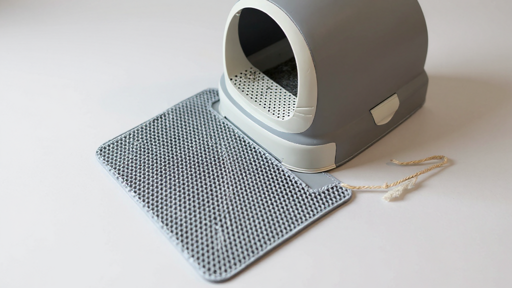 Tapis litière double couche, anti-éclaboussures, contrôle de poussière, retient les grains, facile à nettoyer, idéal intérieur pour maintenir propreté.