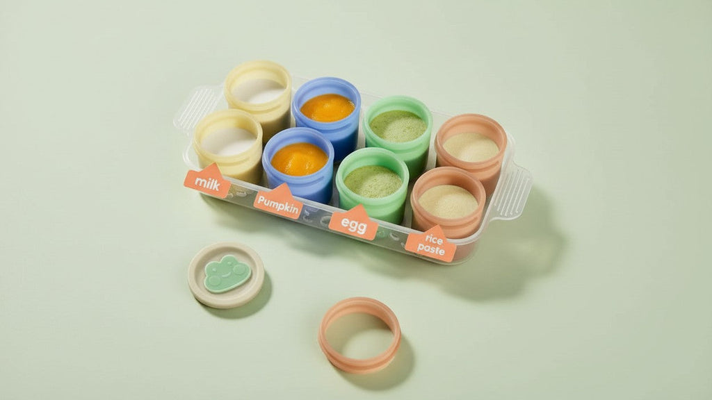 Frozen Food Storage Containers with Lids for Homemade Baby Purees, Vegetables &amp; Fruits, 8-Pack Mini Ice Tray Molds