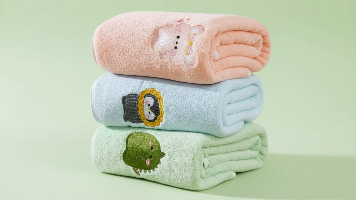 Serviette de bain nouveau-né, super douce et absorbante, séchage rapide, en polaire épaisse, sans perte de fibres.