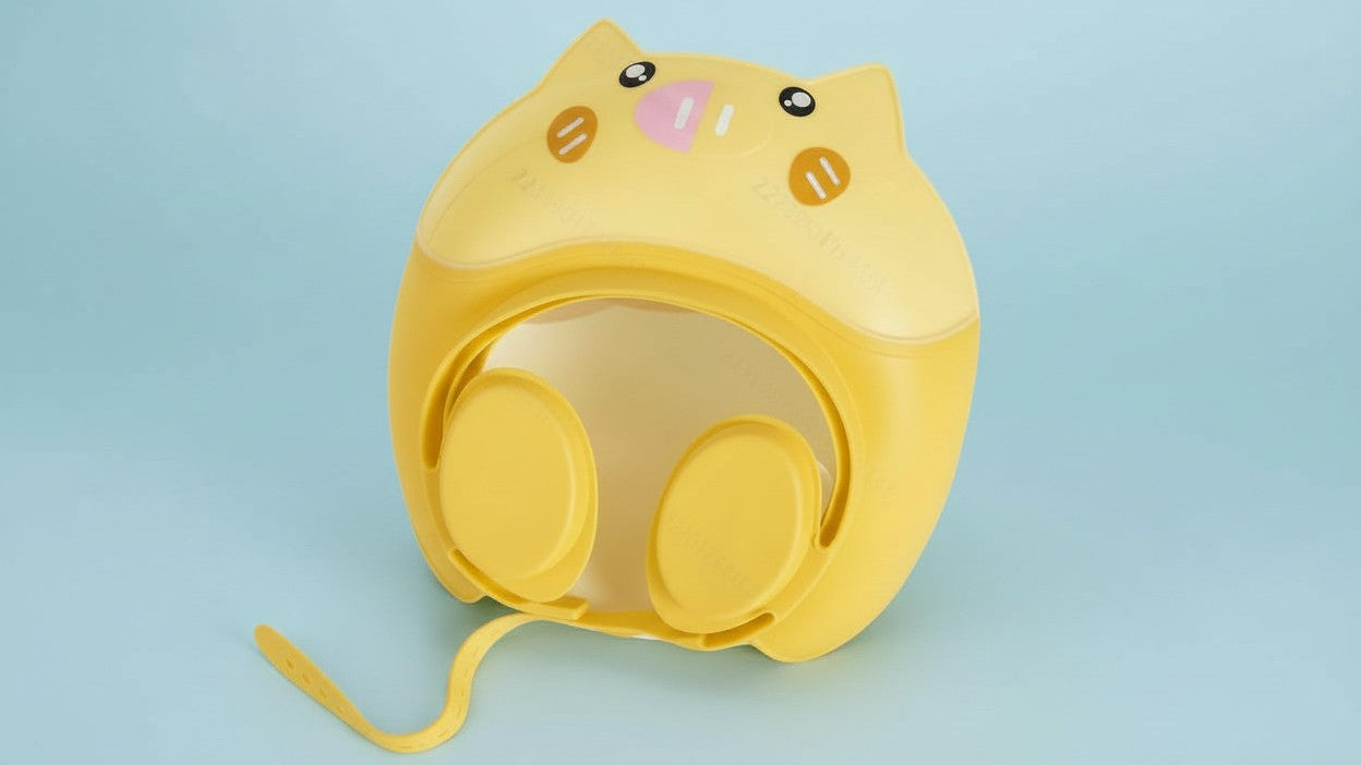 Bonnet de bain ajustable, doux, design mignon cochon/poule avec yeux en cœur, pastel, confortable et idéal comme cadeau de douche.