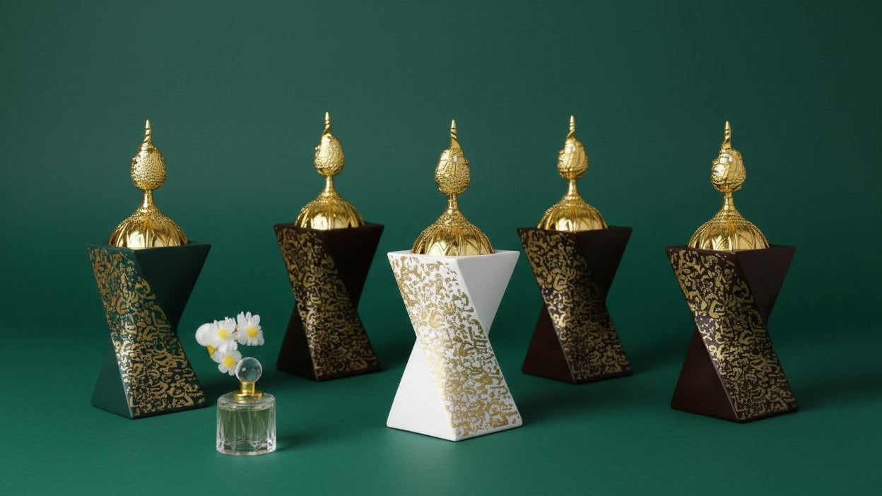 Brûleur d’encens en résine avec décor doré Élégant, idéal pour bureau, mariages ou décorations de fête, ajoute une touche raffinée et luxueuse.