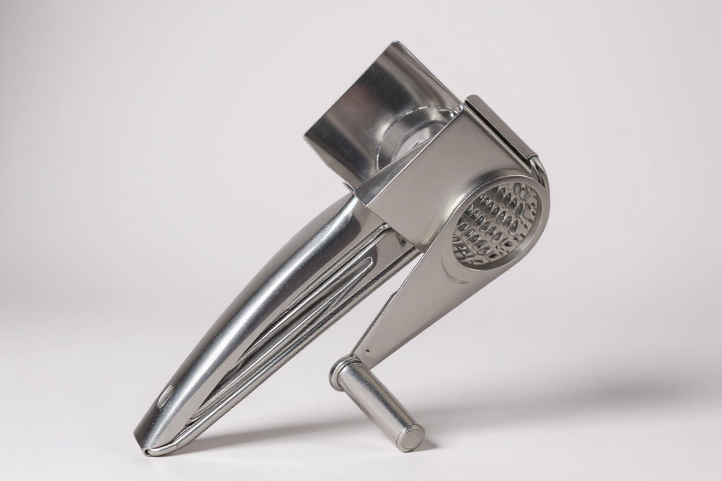 Premium Stainless Steel Cheese Grater - Manual Rotary Shredder with Interchangeable Blades, Durable Metal Kitchen Tool for Effortless Cheese Prep, Ideal for Home &amp; Restaurant Use, Cheese Grater