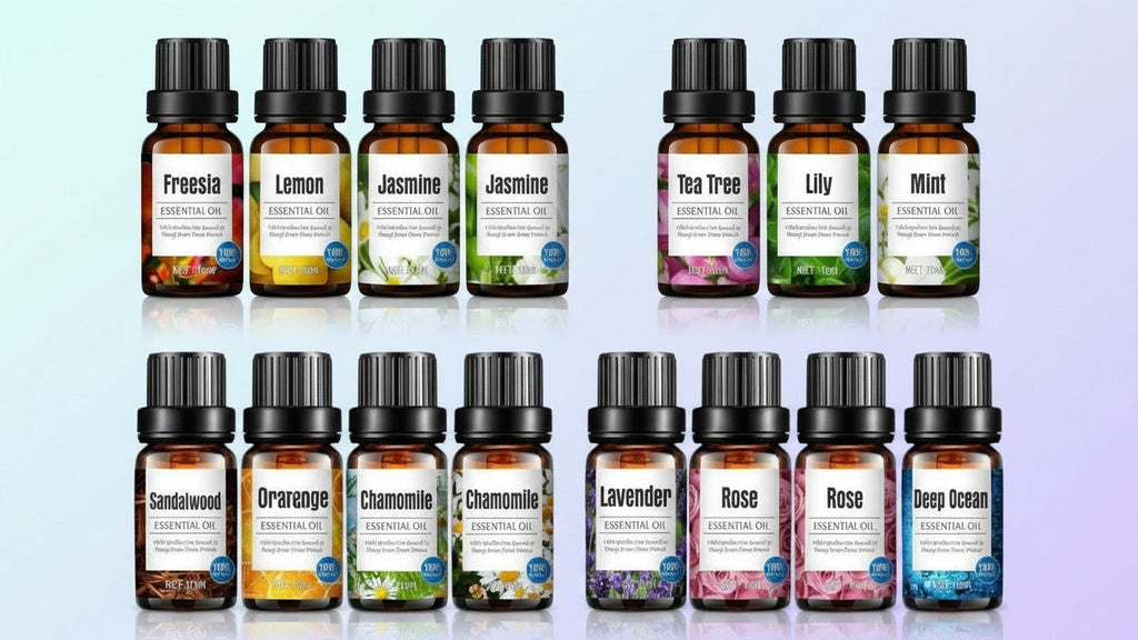 Coffret d’huiles essentielles Lavande, citron, menthe, camomille, mer profonde et rose, parfait pour diffuseurs et humidificateurs, aromathérapie relaxante.