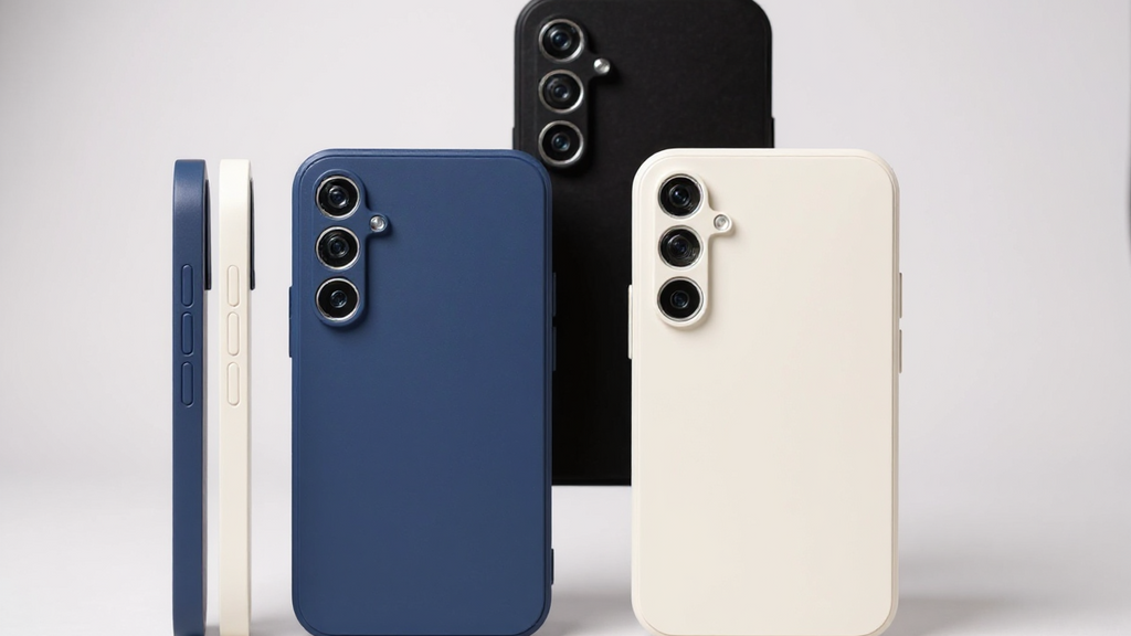 Coque carrée en silicone à bords droits pour Samsung Galaxy, offrant protection antichoc, prise en main sécurisée et design moderne minimaliste.