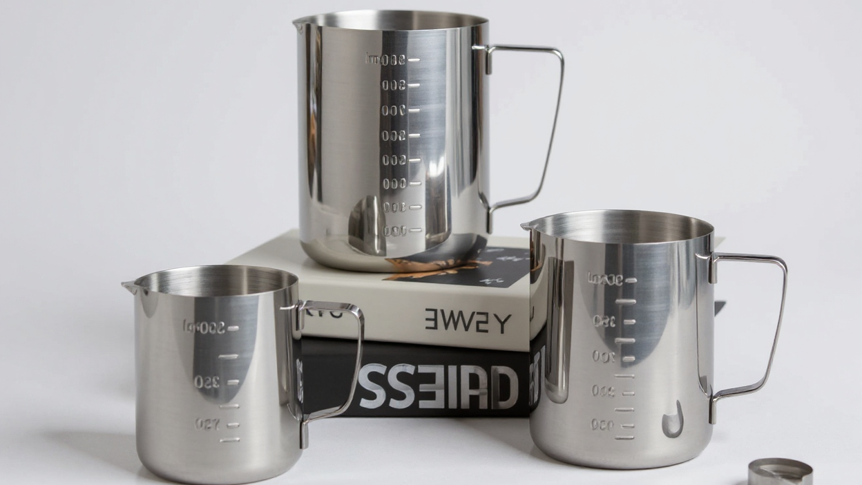 Stainless Steel Milk Frothing Pitcher with Measurement Marks - Perfect for Latte Art &amp; Coffee Decorations, Ideal for Home and Commercial Use