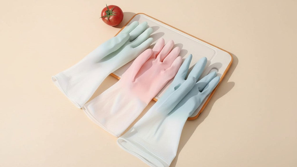 3pcs Waterproof Rubber Gloves for Kitchen, Bathroom &amp; Laundry - Durable PVC, Ambidextrous Dishwashing &amp; Cleaning Gloves in Light Blue, Pink, and White, Dishwashing Gloves|Pastel Colors|Durable Rubber Gloves, Dishwashing Glove