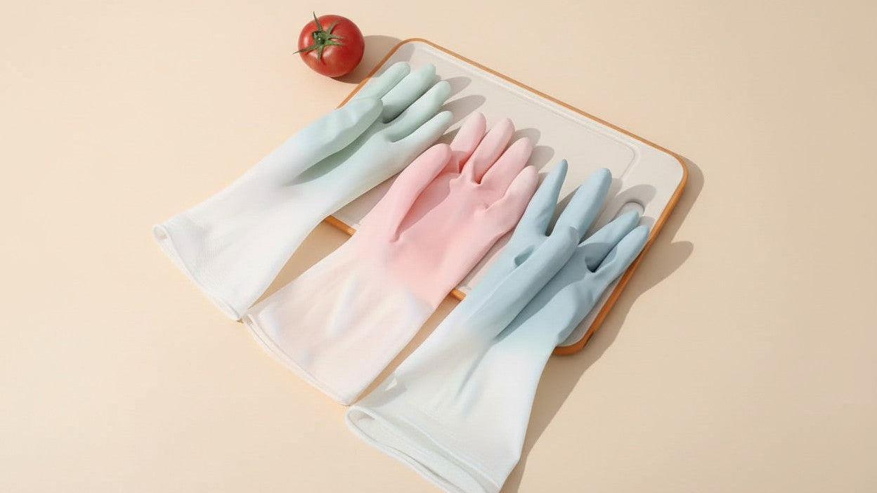 3pcs Waterproof Rubber Gloves for Kitchen, Bathroom &amp; Laundry - Durable PVC, Ambidextrous Dishwashing &amp; Cleaning Gloves in Light Blue, Pink, and White, Dishwashing Gloves|Pastel Colors|Durable Rubber Gloves, Dishwashing Glove